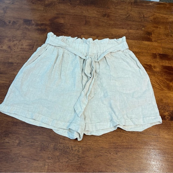 Allie Rose Cotton Linen ruffle tie waist shorts size medium - Picture 1 of 7